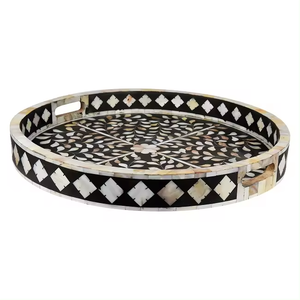 Plateau d'incrustation d'os d'occasion de Noël fait à la main avec plateau de service d'incrustation d'os de conception florale pour la décoration à la maison - Product Image 4