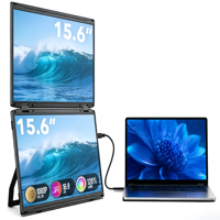 Moniteur portable OEM ODM d'usine, écran LCD double pliable IPS 15,6 pouces 60Hz 1080P, support USB Type-C, VESA, pour jeux