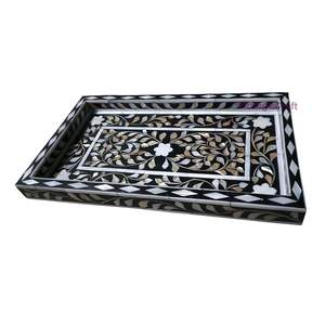 DESGIN UNIQUE FAIT À LA MAIN POUR L'occasion de Noël Plateau d'incrustation d'os avec plateau de service d'incrustation d'os de conception florale - Product Image 1