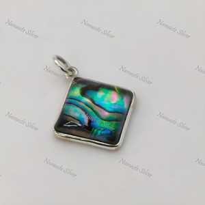 Pendentif en nacre, argent sterling 925, doublet coussin, bijoux bohèmes - Product Image 5
