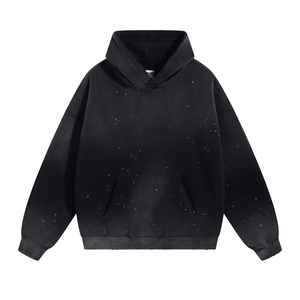 2025 Trending Customizable OEM Men's Winter Casual Hoodie 100% Cotton Fleece Quick Dry Breathable Solid Pattern Long <b>Clothing</b> - Product Image 3