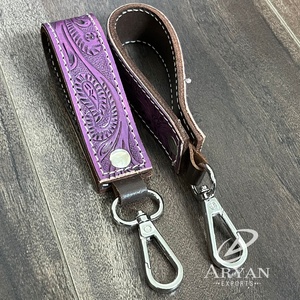 คลิปหนีบพวงกุญแจหนังวัวสำหรับผู้หญิงใหม่พวงกุญแจหนังแท้หรูหราของขวัญส่งเสริมการขาย - Product Image 1