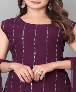 Georgette Sharara élégante avec haut imprimé et tenue de soirée parfaite pour les filles Dupatta - Product Image 4