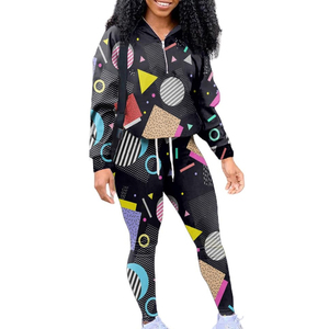Nuevo diseño más vendido, chándal estampado de alta calidad, 100% poliéster, conjuntos de chándal sublimado de dos piezas para mujer, precio al por mayor - Product Image 1