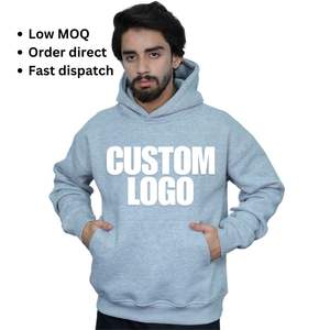 Custom Logo Grey <b>Men</b> Cotton Oversized <b>Hoodies</b> 400 Gsm Low MOQ Competitive Price RTS Ready to Ship Screen Print Embroidery - Product Image 1
