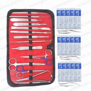 Étudiants en médecine Kit de formation chirurgicale étui en cuir en acier inoxydable Kit de pratique de suture de dissection chirurgicale médicale enseigner - Product Image 2
