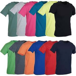 100% algodón. Camisa básica de cuello redondo de color sólido para hombre, camiseta informal de manga corta transpirable que absorbe la humedad. - Product Image 1