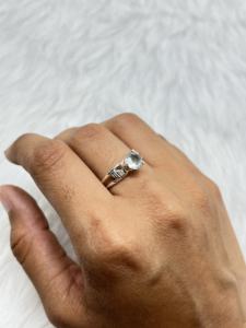 Anillo de plata hecho a mano para mujer, joyería fina con forma de pera aguamarina natural y diamante para bodas o fiestas - Product Image 3