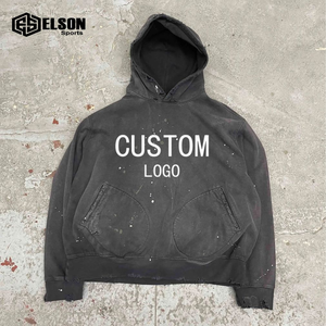 Sweat à capuche oversize à fermeture éclair en coton 100% lourd délavé violet, fabrication de vêtements - Product Image 5