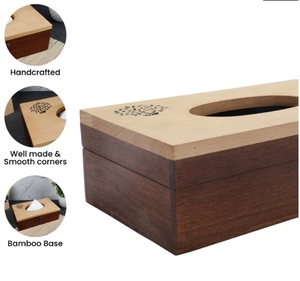 Caja de pañuelos de madera de árbol de la vida Sheesham y haya, caja de pañuelos Rectangular de madera, caja de pañuelos faciales decorativa para mesa - Product Image 4
