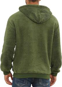 Customizable High Quality <b>Sherpa</b> Fuzzy Hooded Pullover ODM Long Sleeve Winter Sweatshirt Solid Outerwear Pocket for <b>Men</b> Women - Product Image 3