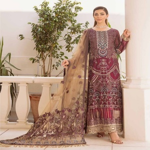 Colección Ramsha, conjunto de vestido de gasa de 3 piezas de lujo para adultos, Salwar Kameez con patrón de Chevron, fiesta, boda, Festival, ropa - Product Image 2