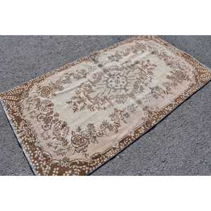 Tapis turc vintage 3,7x6,9 pi (113x211 cm), tapis persan brun - Product Image 2