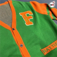 Cardigan en coton jacquard décontracté vert et orange FAMU Rattlers, col en V, tricoté, pour femme, broderie preppy