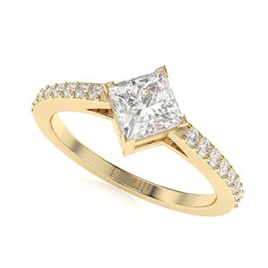 Bague de fiançailles en diamant coupe princesse solitaire avec accents pour femme - Product Image 1