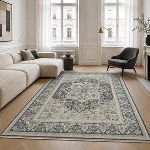 Netline Home Curated Medallion Silver Grey Traditional <b>Washable</b> <b>Rug</b> - Product Image 5