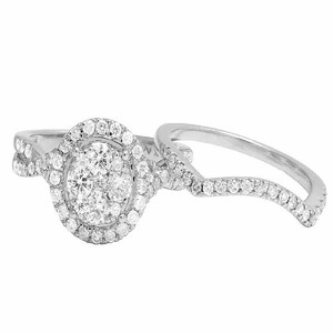 Ensemble de mariée Moissanite coupe ronde en argent 925 glacé bagues de fiançailles pour femmes cadeau de bijoux élégant - Product Image 3