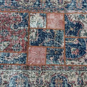 Alfombra de 2.7x10.3 pies, Alfombra Turca Vintage, Alfombra Azul y Roja Sólida - Product Image 5