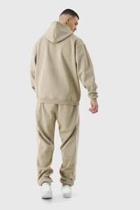 Survêtement décontracté surdimensionné pour homme en molleton de haute qualité avec blocs de couleur et passepoil, idéal pour l'entraînement et le jogging, personnalisable avec votre logo - Product Image 3