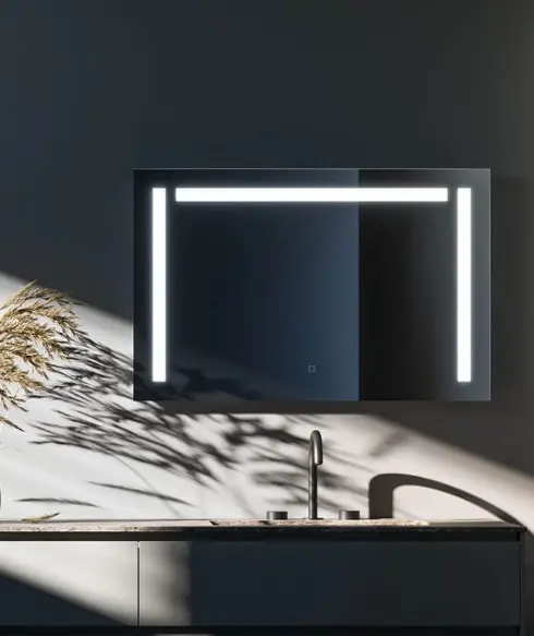 Hot sales led light storage rectangular modern mirror with 360 ambient light and direct light 100% Made in Italy for export