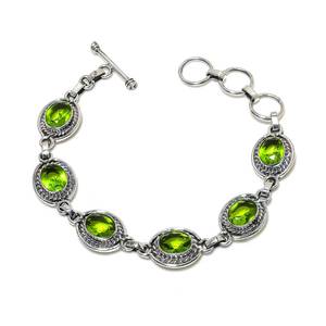 Pulsera de Lujo Hecha a Mano con Peridoto, Plata de Ley 925, 8 Pulgadas, Joyería de Peridoto Natural, Certificado GIA, Oro de 18K - Product Image 5