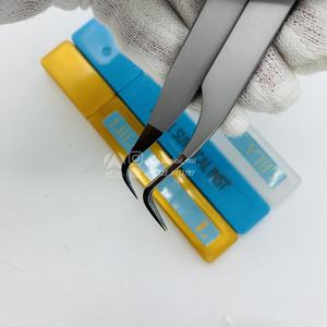 High Quality Precision Stainless Steel Eyelash Tweezers Sustainable Polish Sand <b>Micro</b> Fiber Tip for Eyelash <b>Extensions</b> - Product Image 3