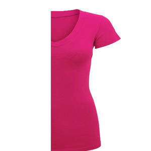 T-shirt personnalisé pour femme, col rond, manches courtes, couleur unie, respirant, écologique, en tissu polaire gaufré - Product Image 5