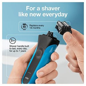 Afeitadora Eléctrica para Hombre, Impermeable y Recargable, con Triple Cuchilla, Fuente de Alimentación USB, Afeitadora de Láminas para Cara y Cuerpo, Azul - Product Image 3