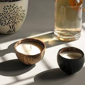 Best Selling Home Decor <b>Candle</b> Tabletop Centerpieces Decoration <b>Candle</b> in Mini Coconut Bowl Jars Cheapest Price - Product Image 3