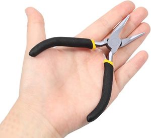 Venta al por mayor profesional Mini Alicates de punta larga 4,5 pulgadas herramientas de fabricación de joyas mandíbula suave aguja Alicates de punta resorte de acero al carbono - Product Image 3