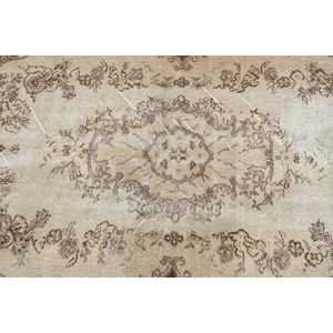 Vintage Turkish Rug, Accent 3.7x6.4 ft (114x196 cm) Rug, <b>Brown</b> Striped <b>Wool</b> Rug - Product Image 4