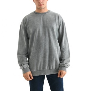 Sweat-shirt léger délavé à l'acide pour homme, 200 GSM, coton, col rond, décontracté, fabrication OEM sur mesure, marque privée - Product Image 1