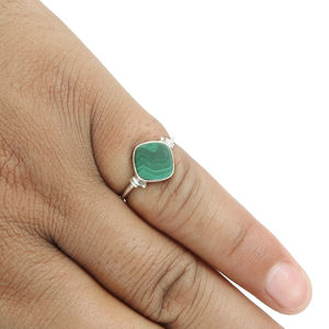Bague en forme de coussin en argent sterling 925 avec pierre précieuse en malachite verte naturelle pour femme et fille, bijoux faits à la main, prix d'usine en gros - Product Image 2