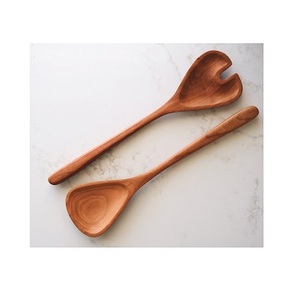 Juego de servidor de ensalada de alta calidad, tenedor de madera impreso con pegatina multifuncional con cuchara, cubiertos para servir ensaladas de frutas, precio al por mayor - Product Image 1