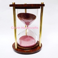 Nautique Maison Sablier Sablier Laiton et Bois Sable Horloge Sable Verre pour Bureau Cuisine Décoration Rose Grande Idée Cadeau