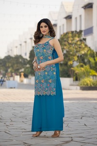 Vente en gros Designer Palazzo Costumes Chinon lourd avec broderie pour les femmes disponibles à la quantité en vrac - Product Image 4