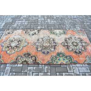 พรมตุรกีขนาด 3.3x7.1 ฟุต, พรม, พรมสีส้มไล่เฉด, พรมขนสัตว์ - Product Image 3