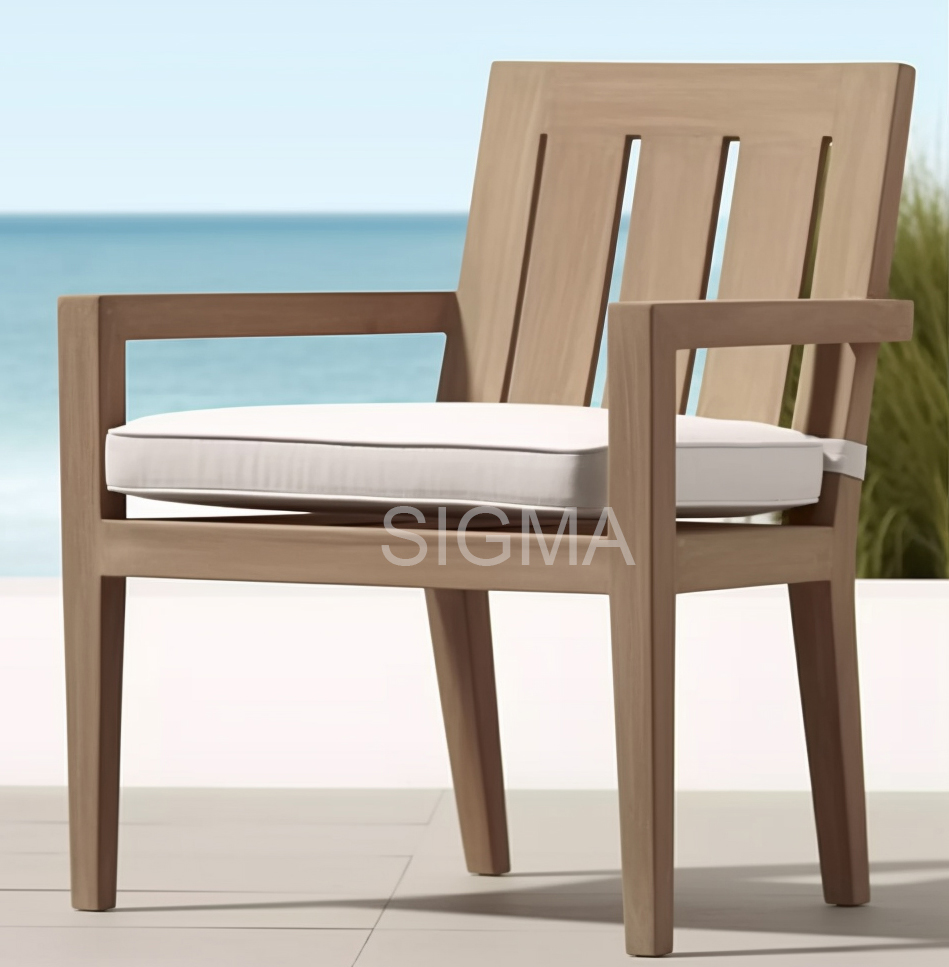 2023 Wholesale New Design Garden Furniture Set Outdoor Patio Solid Teak Wooden Soft Chair Dining Table 4 Seater