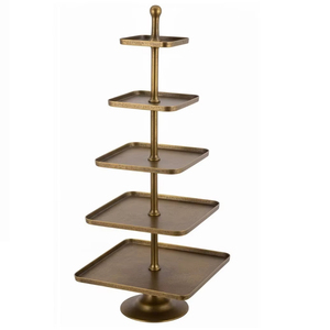 Antique Metal Tiered Cake Stand Wholesale Cupcake Holder Wedding Party Dessert Display Tower Luxury Pastry <b>Server</b> Hotel <b>Buffet</b> - Product Image 1