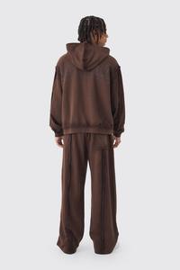 Personalizado en todo el mundo de gran tamaño Boxy Zip Through Loopback Sudadera con capucha Pantalones de chándal Conjunto con pantalón de carga y chándal de Jogger ancho - Product Image 2