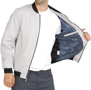 Chaqueta de bombardero suelta para hombre personalizada cortavientos de béisbol de talla grande informal en blanco - Product Image 3