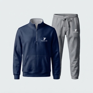 Ensemble de survêtement pour homme avec fermeture éclair quart de tour, design tendance, haute qualité, léger et respirant, pour l'hiver, sweat-shirt avec pantalon à cordon de serrage - Product Image 6