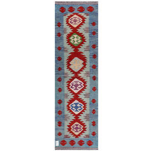 Alfombra Kilim de Maimana, Afganistán, 201 x 60 cm, Juego de Alfombras - Product Image 1