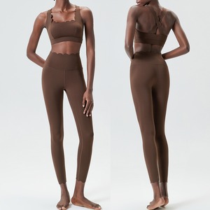 Conjunto Deportivo de 2 Piezas para Mujer, de Alta Calidad, en Spandex/Nylon, para Gimnasio, Yoga, Sin Costuras, Transpirable, de Secado Rápido y Ligero - Product Image 4