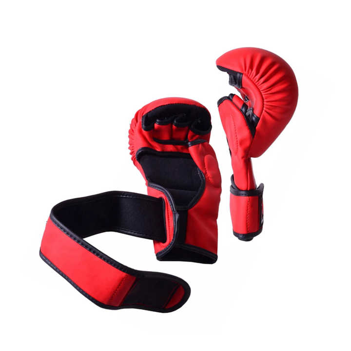 Customizable Durable Half-Finger MMA Grappling Gloves Leather Sparring Gloves for Muay Thai Boxing Kickboxing MMA Fight Training