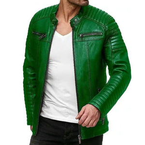 Logo personnalisé de haute qualité 100% veste de mode en cuir pas cher prix moto veste en cuir d'extérieur - Product Image 1