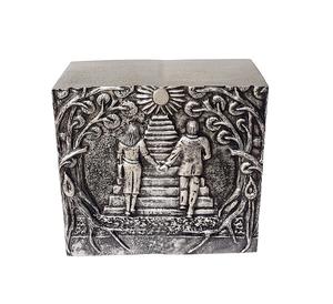 Urne funéraire en aluminium pour adultes avec pierre bleue finie à vendre Urne souvenir en métal de qualité durable pour les cendres - Product Image 4