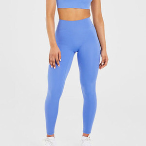 Leggings de gymnastique durables bleu cobalt taille haute vêtements de sport pour femmes ceinture arrière en forme de V pantalon élégant conception de jambe d'agrafe - Product Image 1