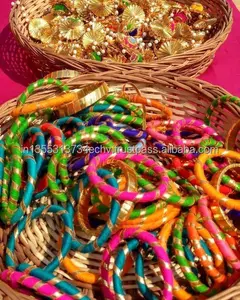Handmade Indian Fashion Ethnic Gota Traditional Silk Thread Bangles <b>Wedding</b> <b>Favour</b> Bangles - Product Image 1