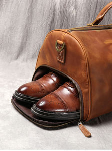 Logo personnalisé sacs de sport vintage sac polochon fourre-tout sac de sport en cuir convertible sacs de voyage pour vêtement - Product Image 4